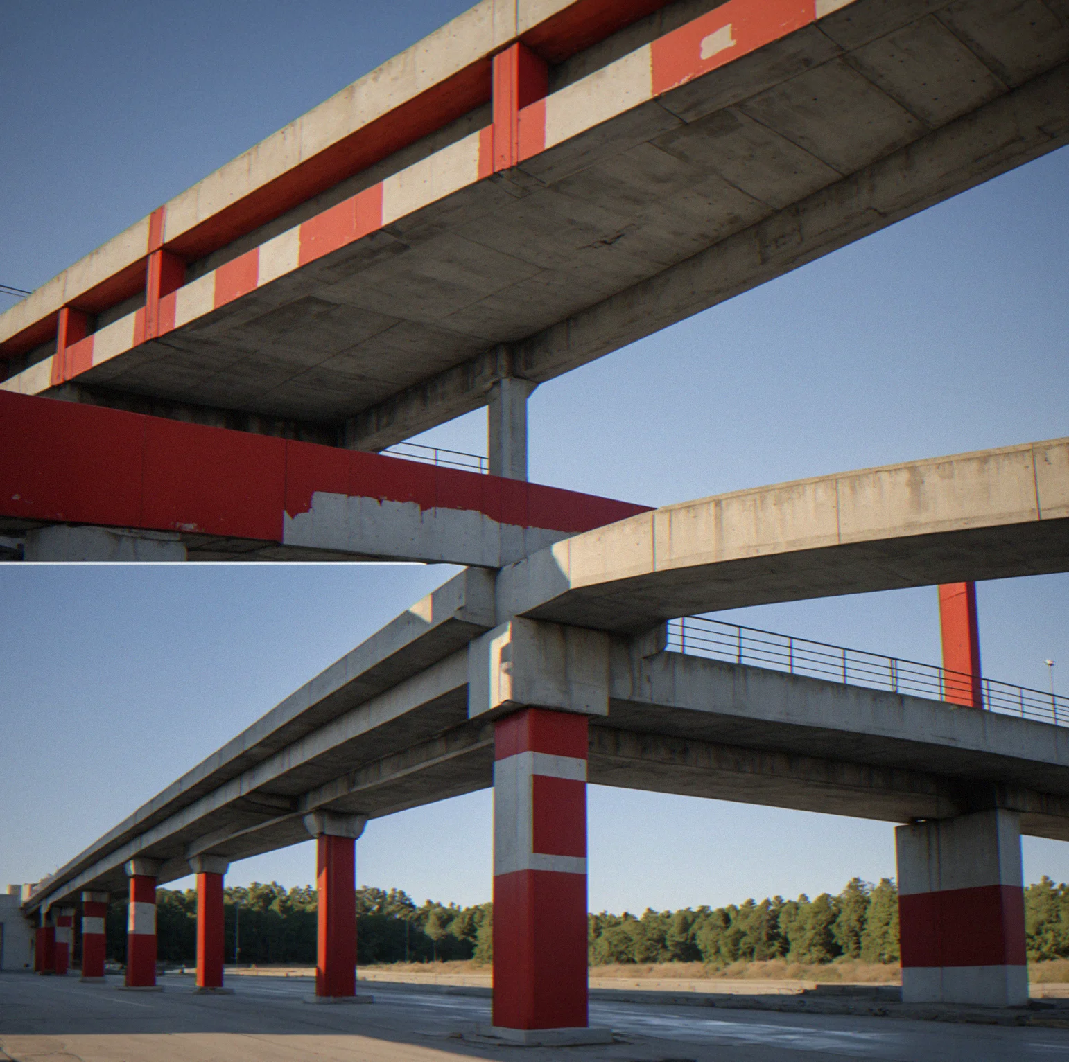 Concrete beam with a tension crack opening from the bottom, tensile stress gradient shifting from white to red