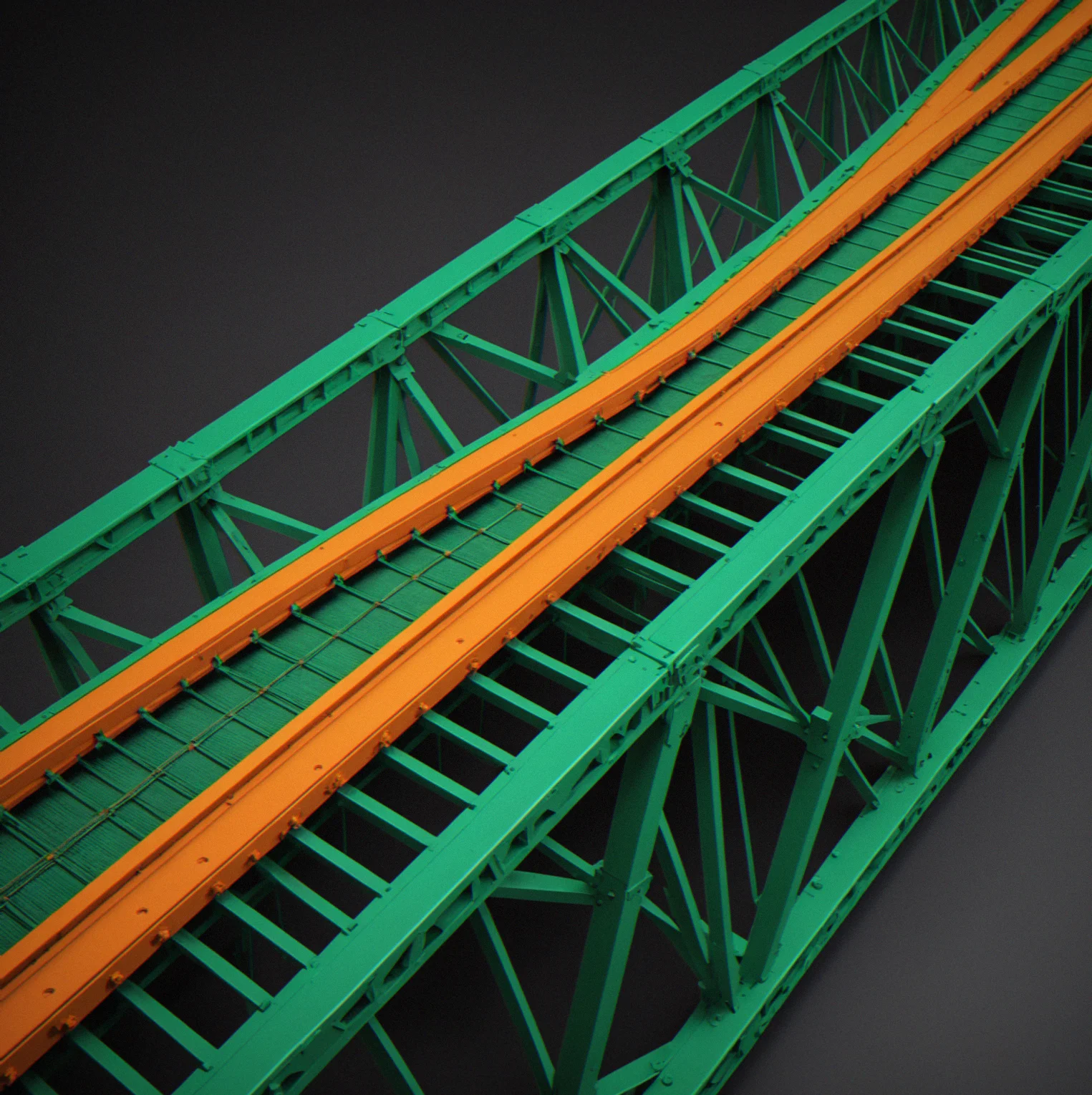 Layered composite material with fibers running one direction in green, matrix starting to fail in orange, showing how strength changes based on direction