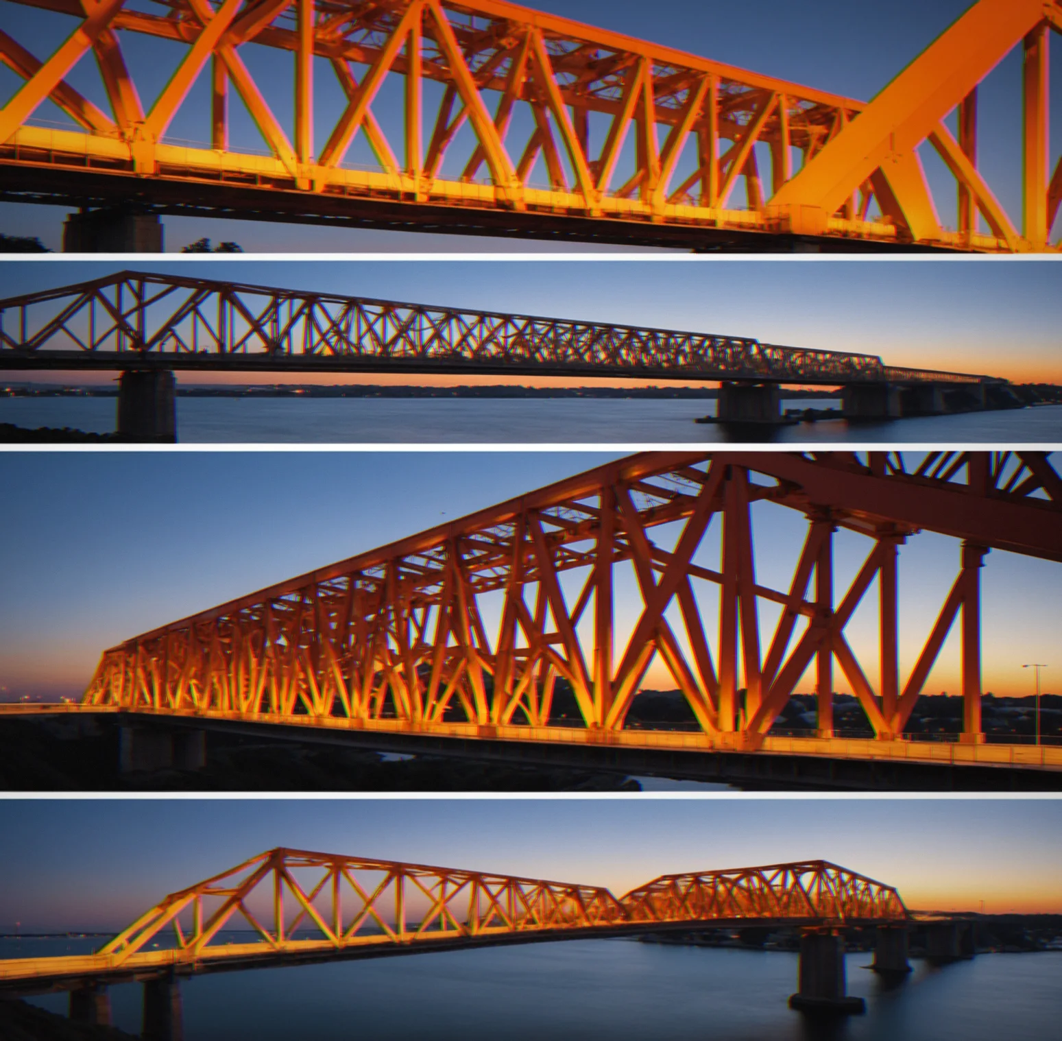 Color gradient showing load flow through truss members from support to load point, with high-stress regions in orange and red